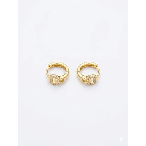 Huggie Link Gold Plated Earrings